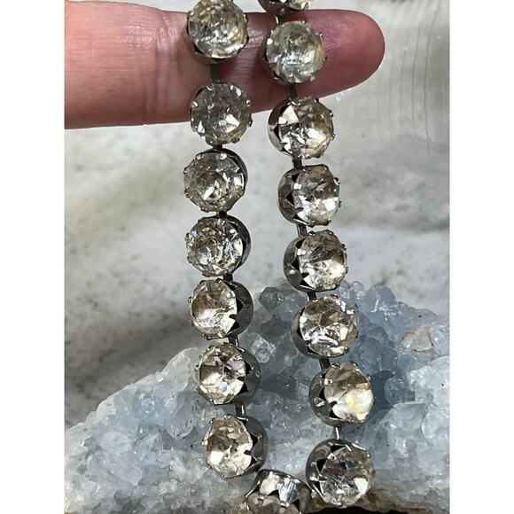 Vintage Kramer Clear Rhinestone Necklace Silver Tone prong set retro wedding - Picture 4 of 7